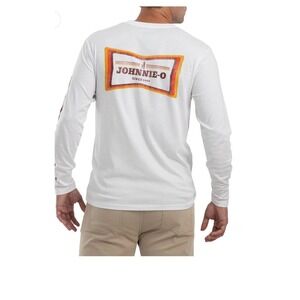 Johnnie-O Men's XL White Long Sleeve T-Shirt Graphic Stripes‎ Casual